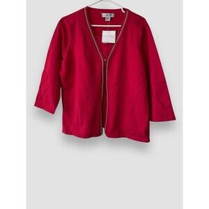 Sag Harbor Cardigan Cotton Blend 2in1 Soft Knit Comfort Pullover Red Size XL NWT